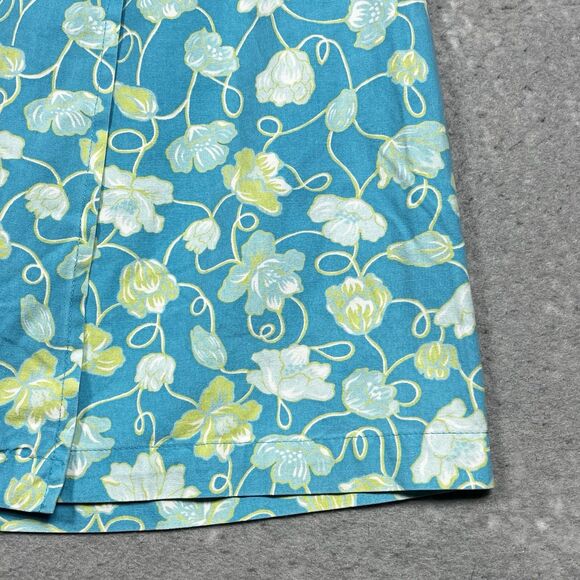 Vintage Talbots Skirt Womens 8 Turquoise Floral Wrap Around Cotton Hong Kong - Picture 3 of 10